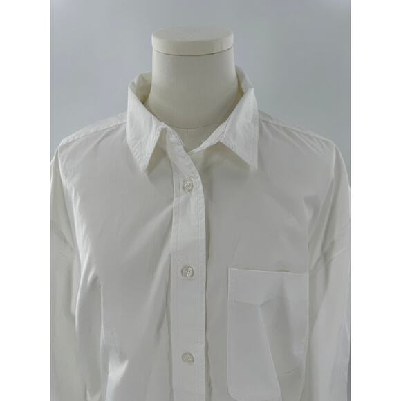Quince Organic Cotton Poplin White Shirt Button Down Top Classic Large NWT - Picture 2 of 10